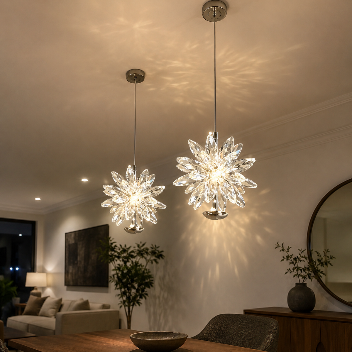 Prism Petal Crystal Ceiling Pendant Chandelier Light
