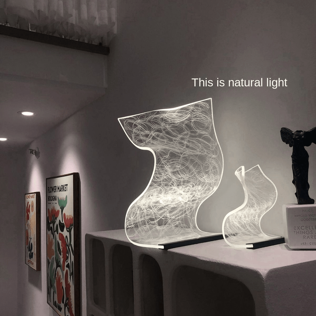 USB-Powered Modern Curved LED Desk Lamp – Futuristic Ambient Lighting with Acrylic Shade, Transparent LED Screen, Perfect for Gaming Rooms, Bedrooms, or Stylish Home Office Desks