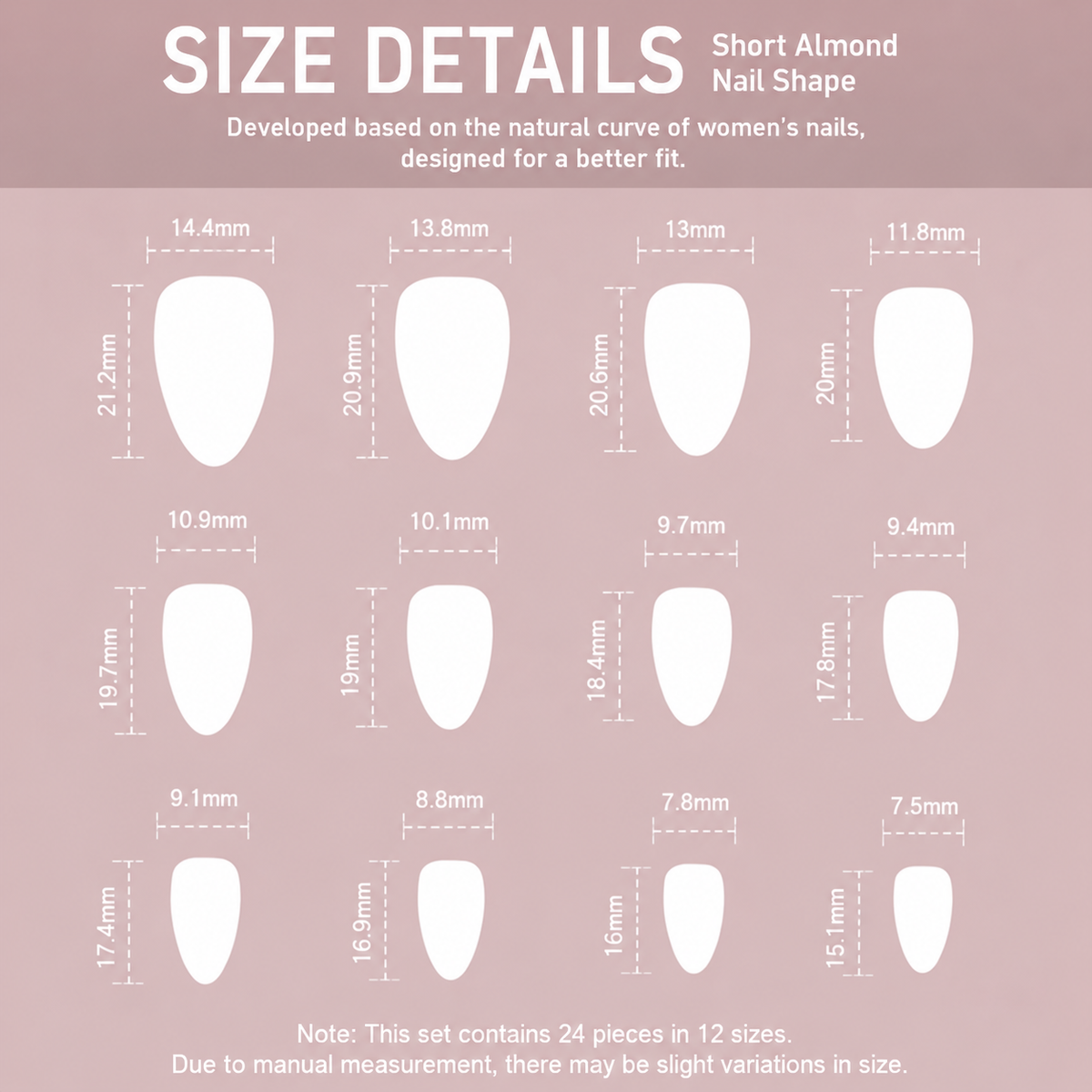 24-Piece Gold French Tip Short Almond Press-On Nails with Glue