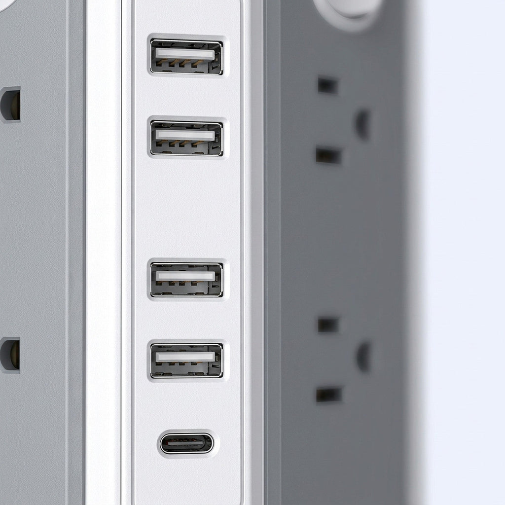 Upgraded Surge Protector Tower – 12 AC Outlets & 5 USB Ports with 10.2ft Cord, Must-Have Charging Station for Home, Office, Travel
