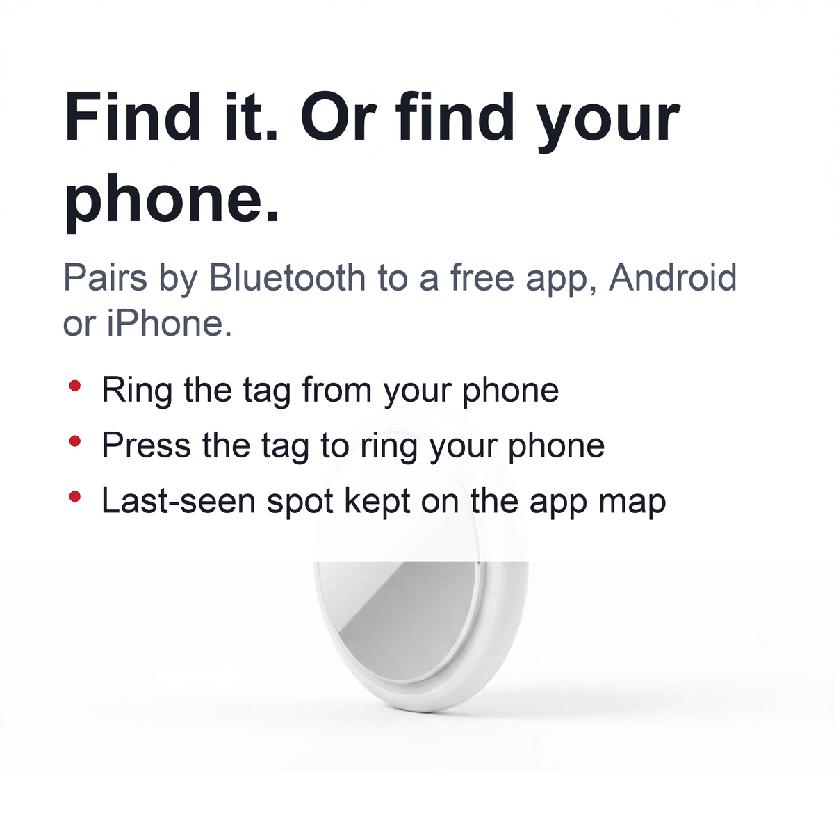 Bluetooth Key Finder Tag - Mini Smart Finder for Keys, Wallets and Bags