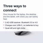 Inphic X2 Silent Bluetooth Mouse – Rechargeable Wireless Mouse for Gaming, Office, Laptop, and Ultra Quiet Clicking
