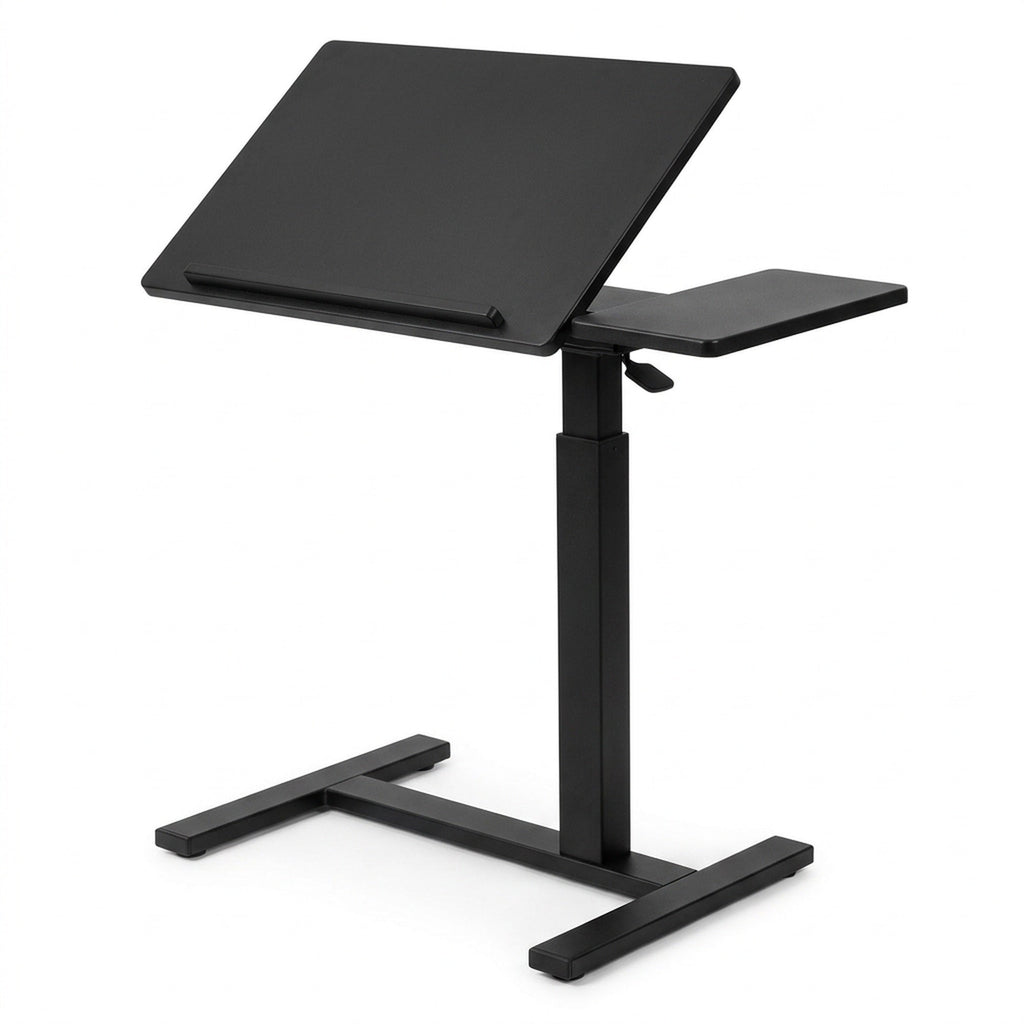 Adjustable Bedside Rolling Laptop Desk – Mobile Overbed Table with Flip Tilt Top, Wheels & Height Control for Home or Bedroom Office