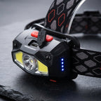USB Rechargeable LED Headlamp – Bright Sensor-Activated Head Torch for Fishing, Hiking, Emergency Search, or Camping Adventure Use