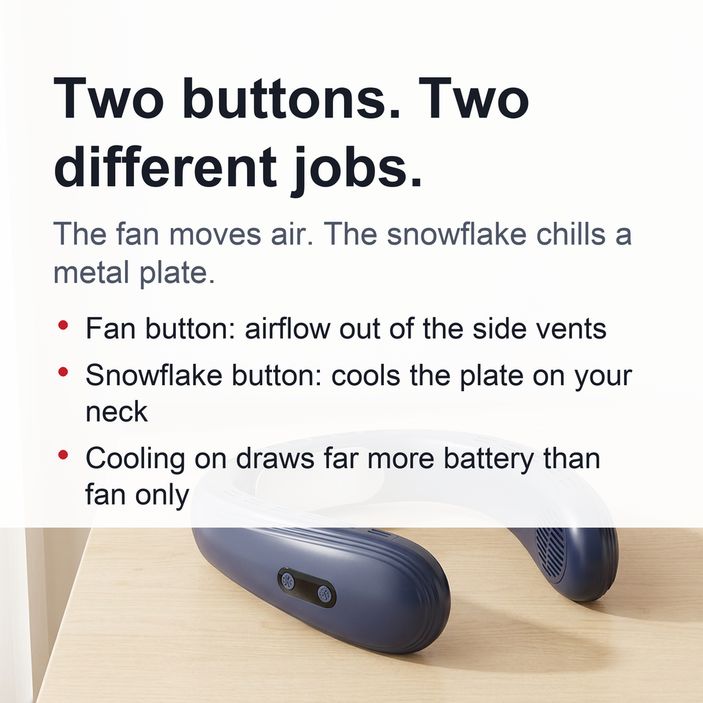 Portable Neck Air Conditioner Fan – Rechargeable Bladeless Neck Cooling Fan with Semiconductor Cooling for Outdoor Summer Comfort
