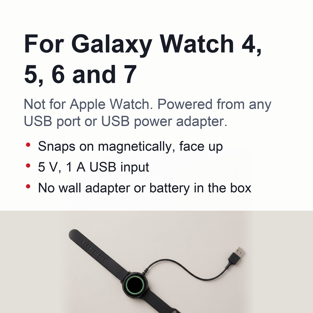 Smart Watch Wireless Dock Charger – USB Charging Stand for Samsung Galaxy Watch 5/6/7