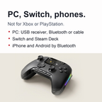 Wireless Gaming Controller V2 with Screen & Charging Dock – Hall Effect Sticks, RGB, for PC, Switch, iOS & Android (Not for Xbox/PS5)