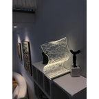 USB-Powered Modern Curved LED Desk Lamp – Futuristic Ambient Lighting with Acrylic Shade, Transparent LED Screen, Perfect for Gaming Rooms, Bedrooms, or Stylish Home Office Desks