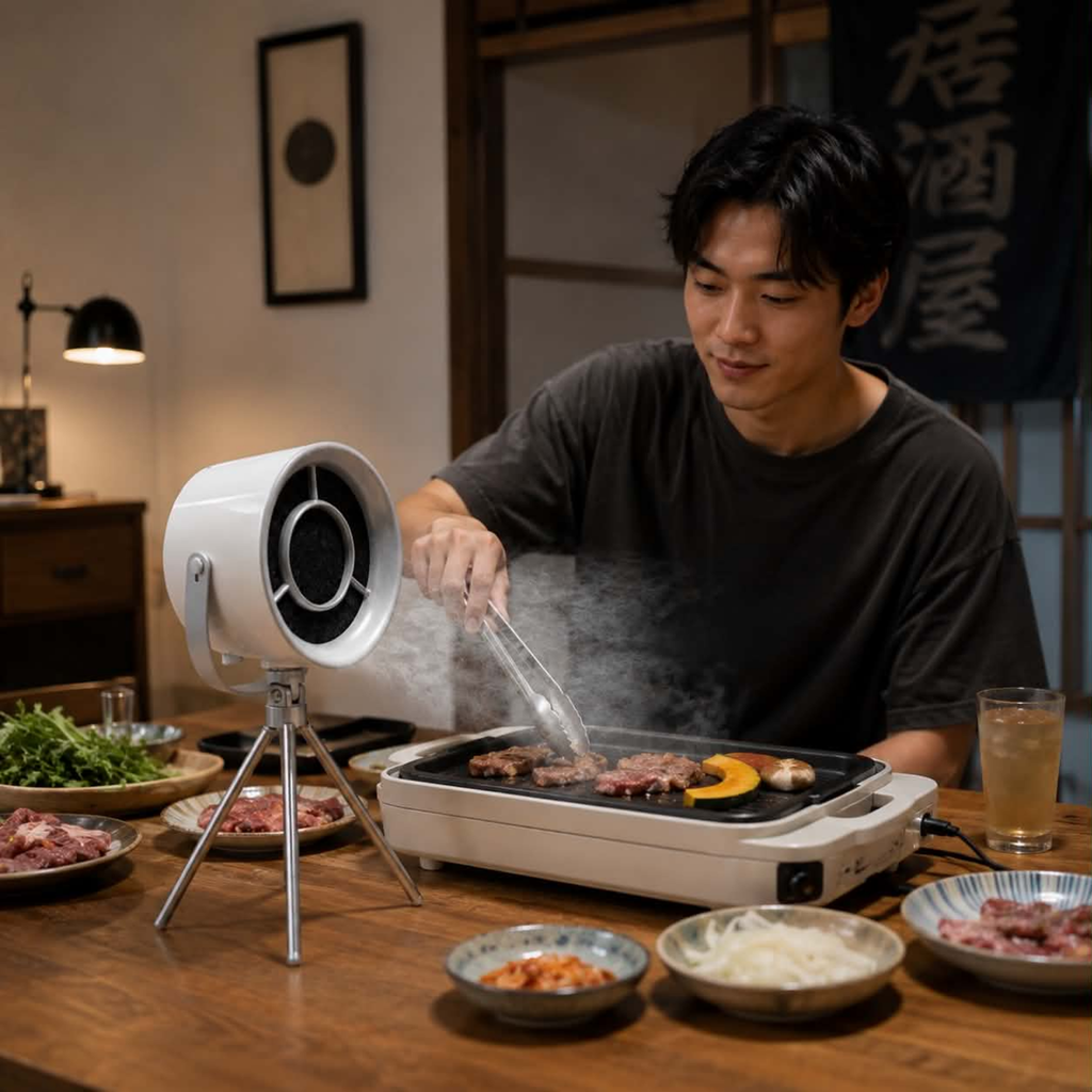 Portable Mini Desktop Range Hood – High Suction Exhaust Fan for Indoor Barbecue Small Kitchens and Electric Cookers to Eliminate Smoke Odors