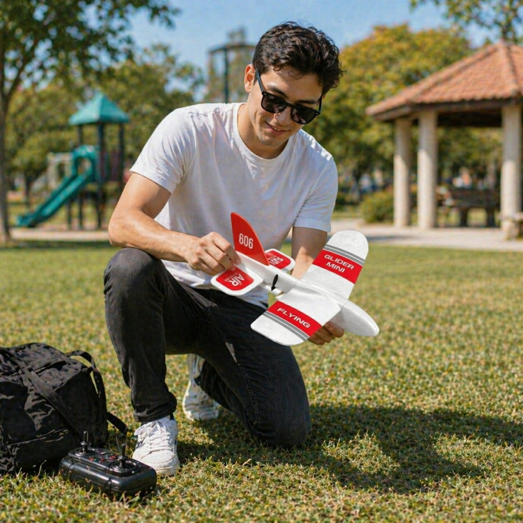 Foam Fixed Wing Mini RC Glider Airplane – Remote Control KF606 Aircraft Toy with Hand Launch Design for Outdoor Flying Fun