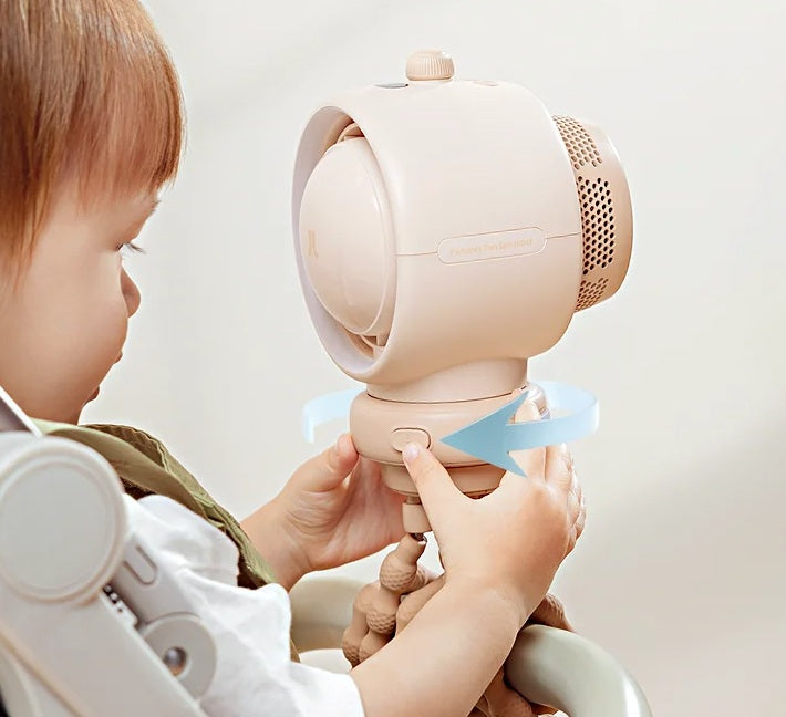 Portable Baby Stroller Fan - 5000mAh Rechargeable Crib Fan with LED Light, Natural Wind, Silicone Bracket, and Air Purification
