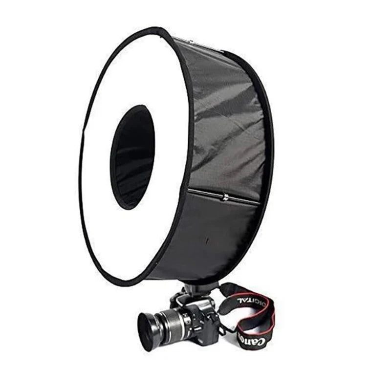 Foldable Ring Softbox Diffuser - Flash Light Modifier for Photography, Compatible with Canon Nikon Speedlight
