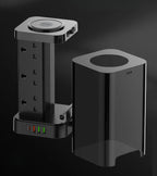 Vertical Power Tower Extension Socket - Plug Strip with USB-A USB-C Ports, Multi Outlet Charging Station for Home Office