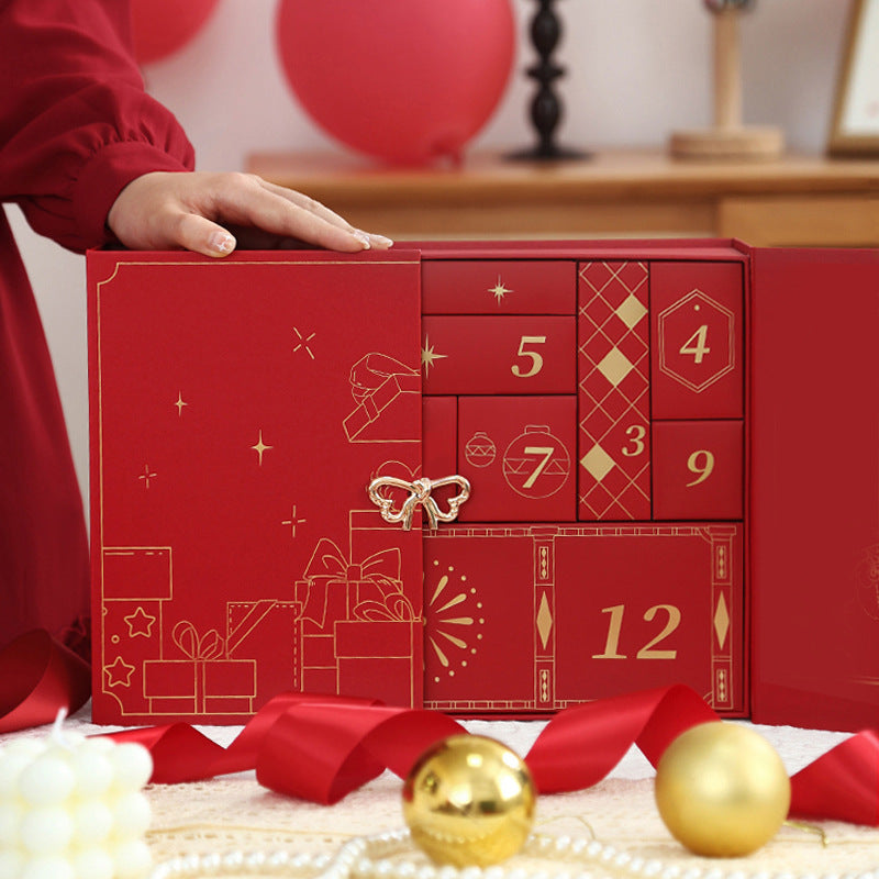 Advent calendar gift box, 24 compartments, with gold embossing