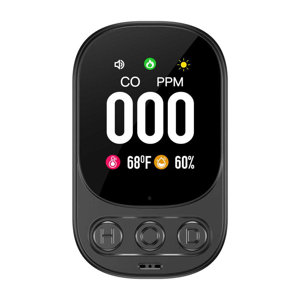 Plug-in Carbon Monoxide Detector – 3-in-1 CO Level Alarm with Temperature & Humidity Sensor, Easy Install Safety Device