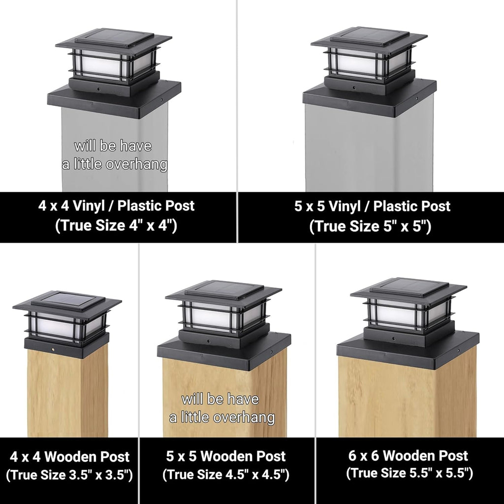 Solar Post Cap Lights with Steady and Flickering Modes