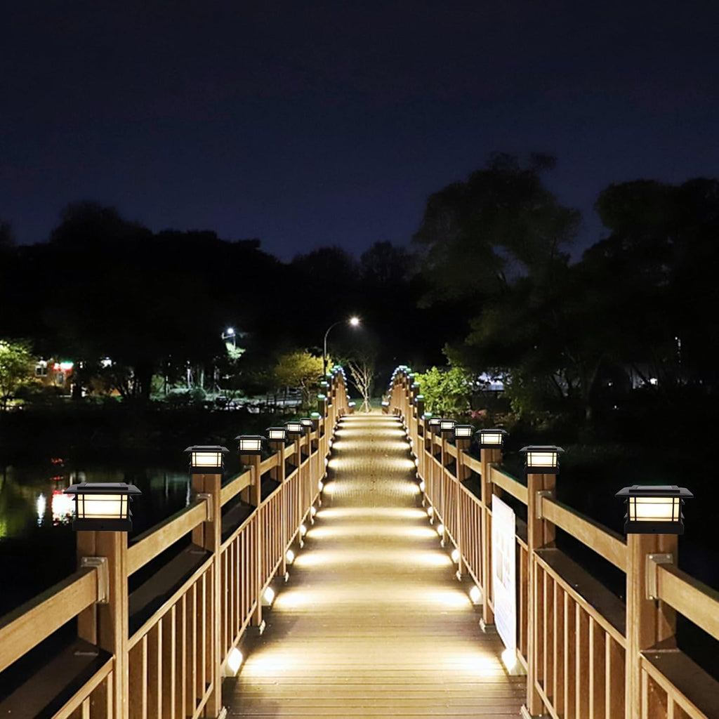 Solar Post Cap Lights with Steady and Flickering Modes