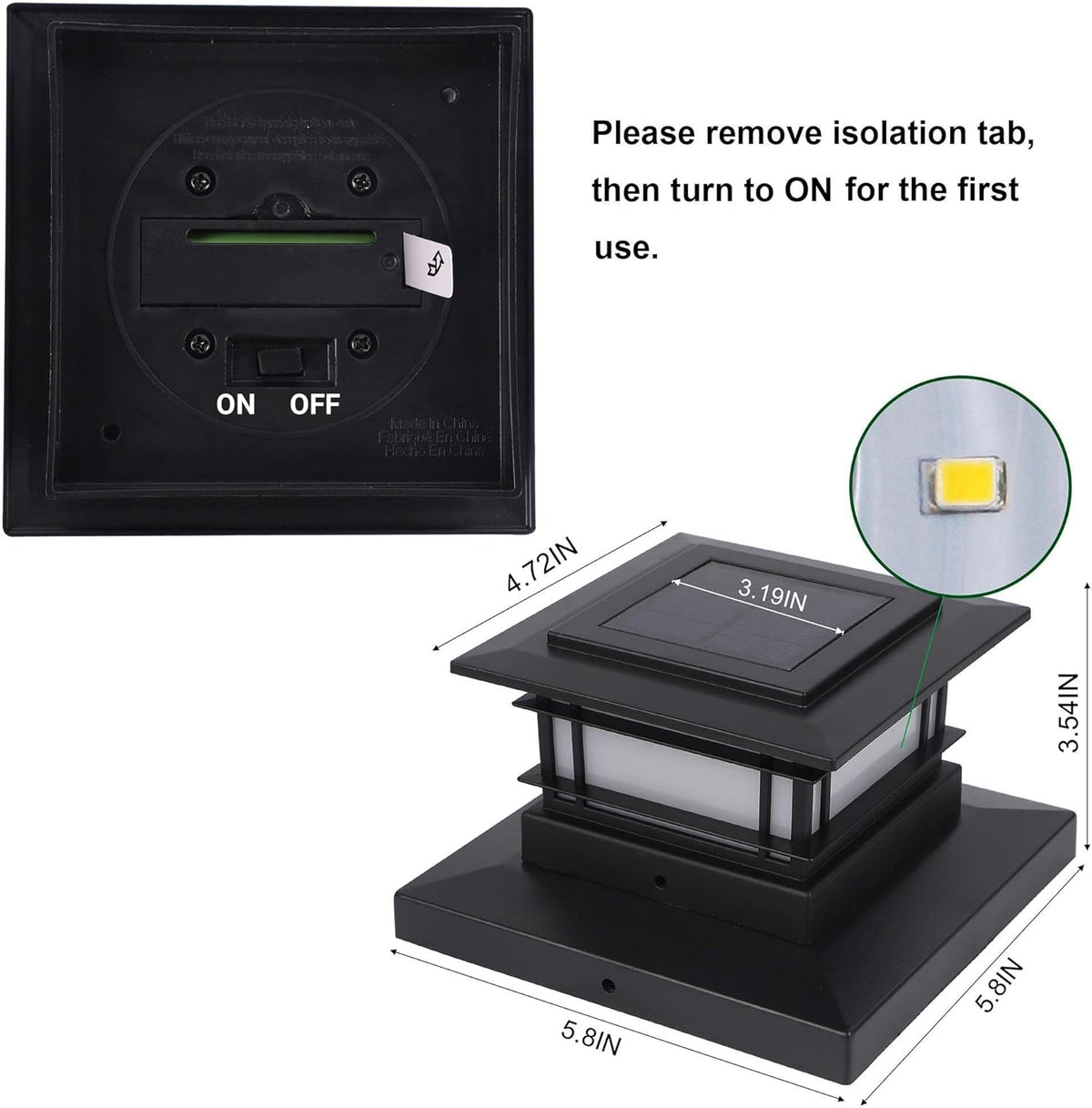 Solar Post Cap Lights with Steady and Flickering Modes