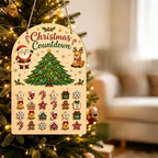 Wooden Advent calendar to hang with 24 elements