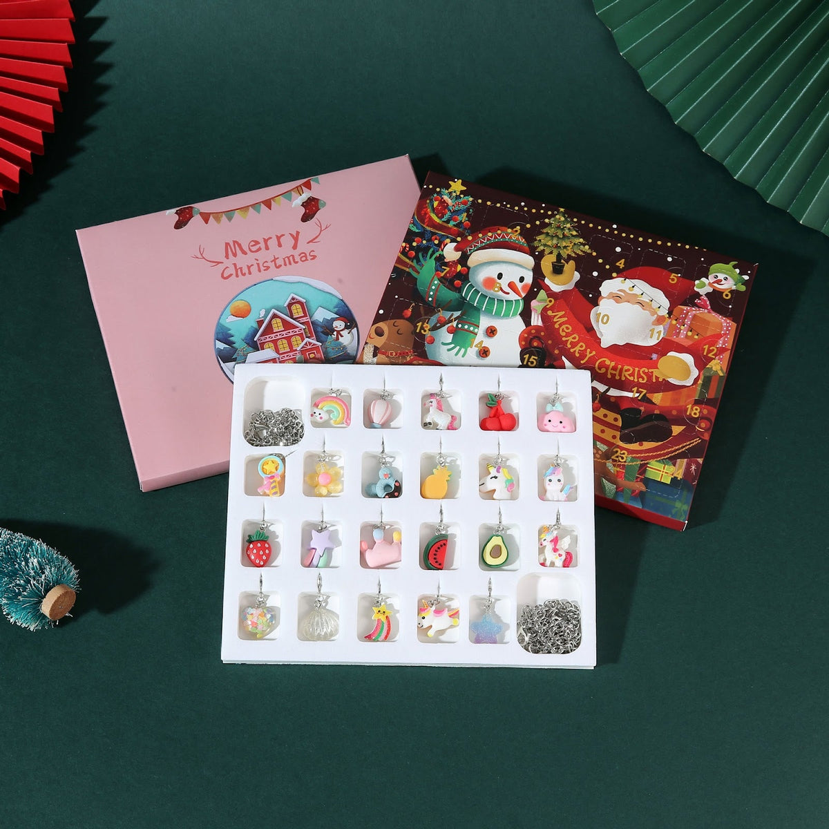 DIY Advent Calendar Jewelry Set with Holiday Motifs