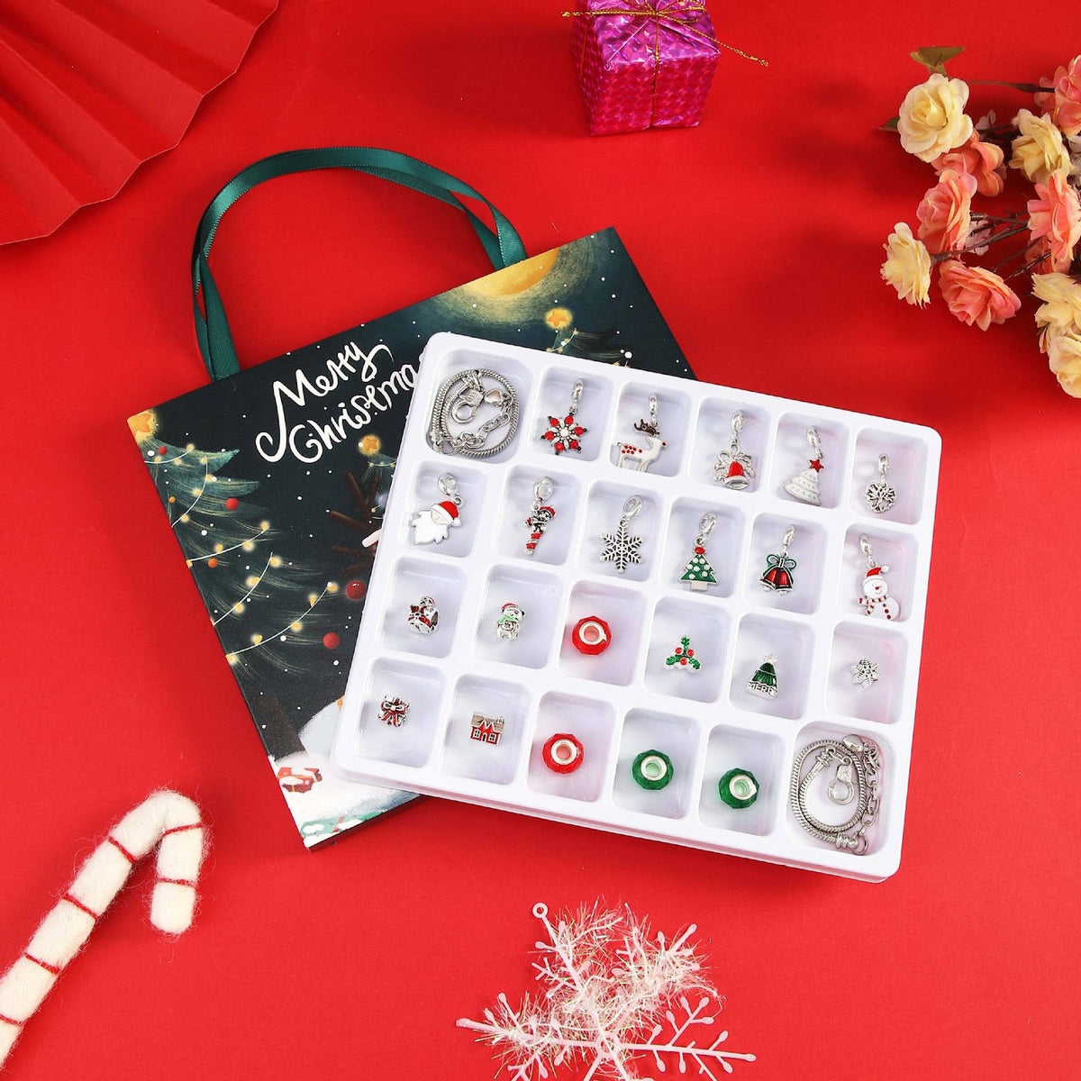 Christmas Advent Calendar with DIY Bead Bracelet Set