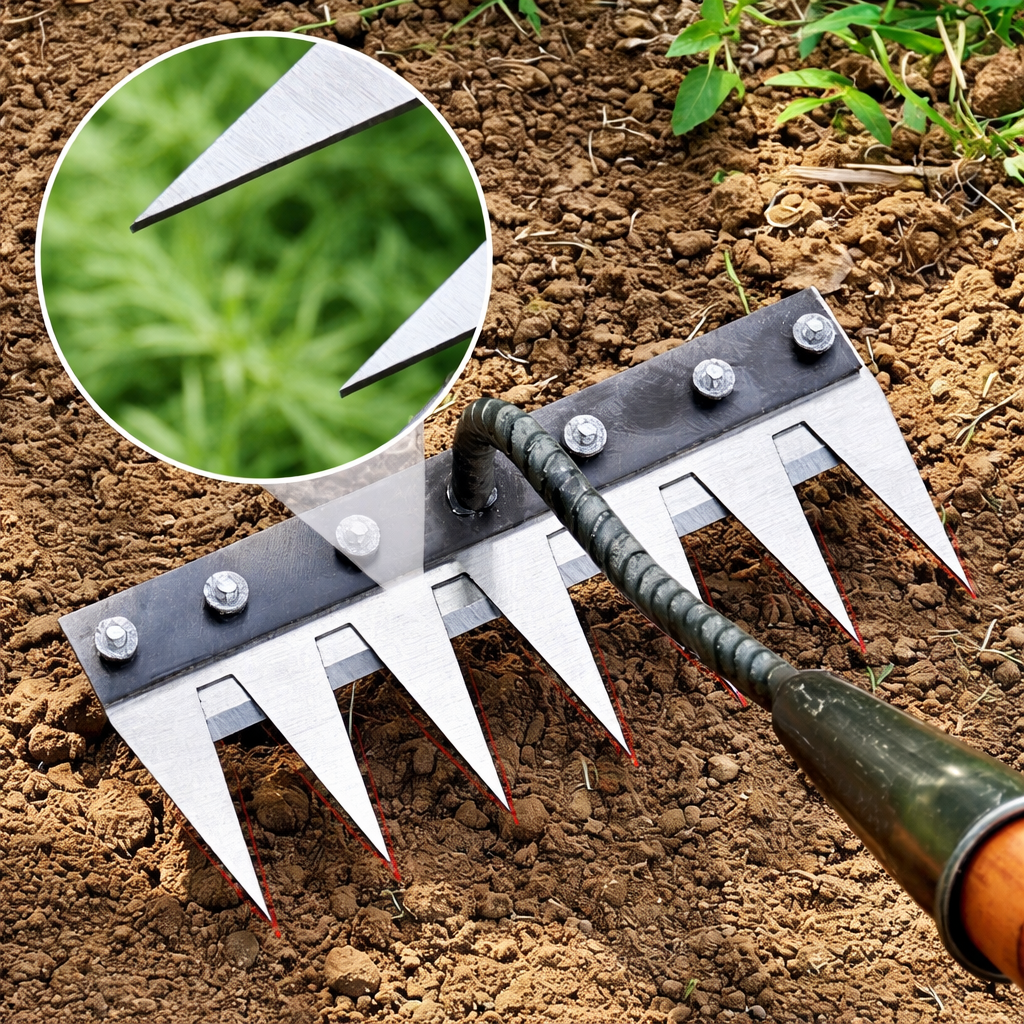 Iron Weeding Rake - 5 to 8 Tines for Garden Weeding and Aerating