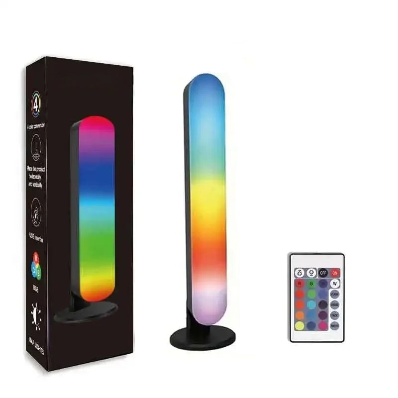 RGB Music Rhythm Light Bar - USB Rechargeable Audio Pickup Lamp for Desktop Gaming Decoration and Modern Ambient Lighting