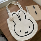 Marshmallow White Bunny Kawaii Canvas Tote Bag