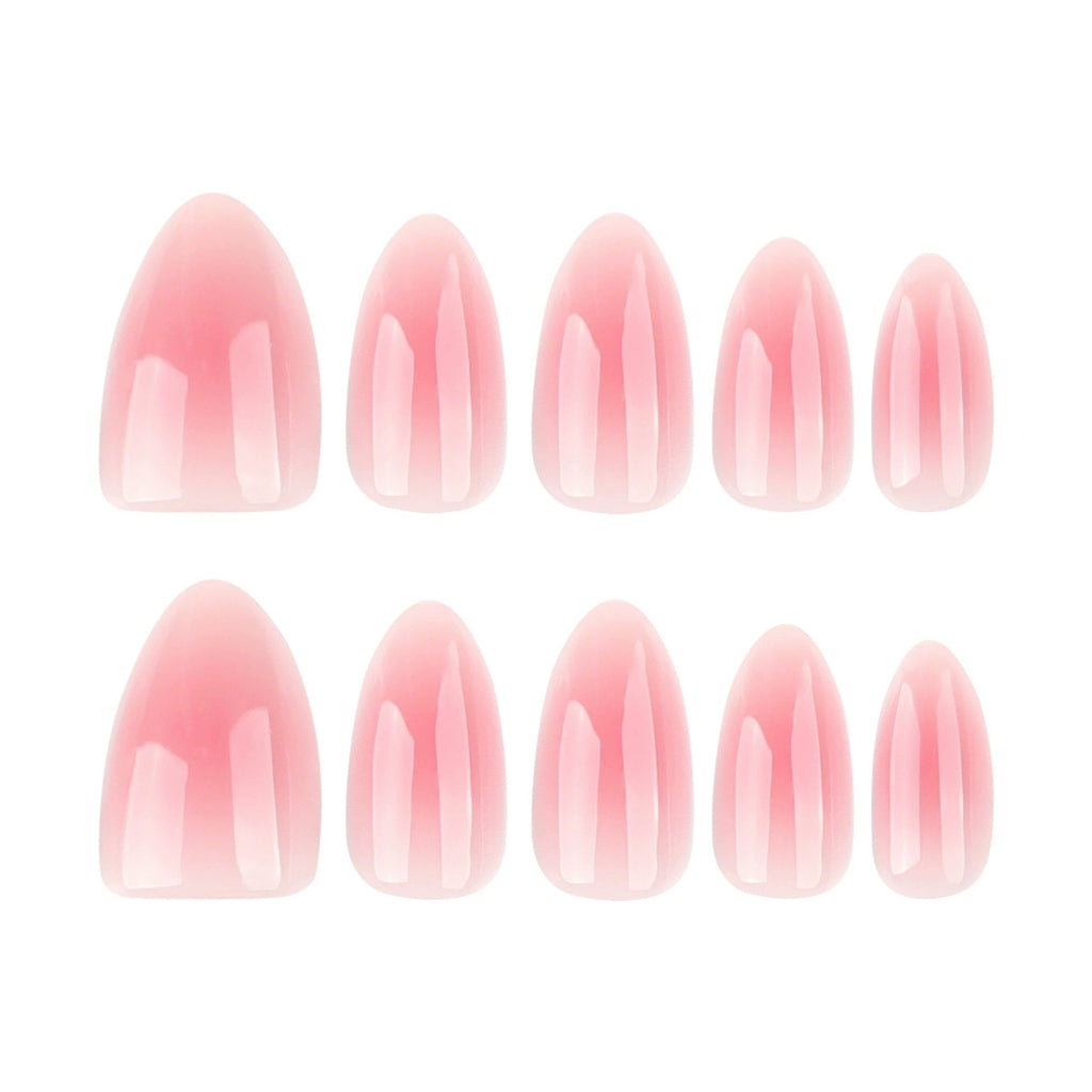 Blush Pink Aura Jelly Medium Almond Press-On Nails, 24 Pcs + Glue