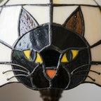 Midnight Cat Stained Glass Table Lamp