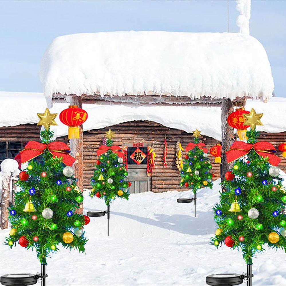 Solar Powered LED Christmas Tree Stake Light - Weatherproof Outdoor Lawn Pathway Holiday Garden Lighting