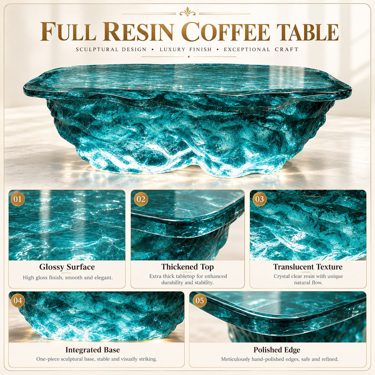Frozen Ocean Illuminated Resin Table