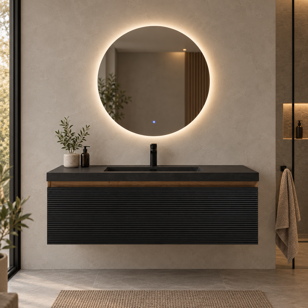 Levita Floating Black Walnut Bathroom Vanity Cabinet