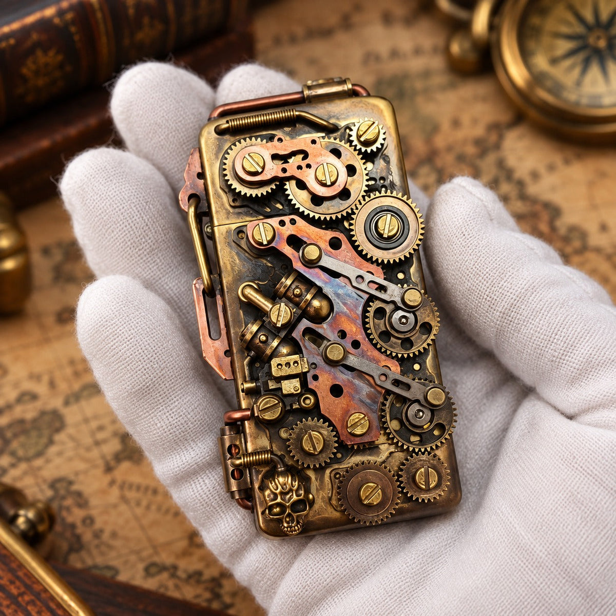 Gears of Time Brass Pocket Lighter