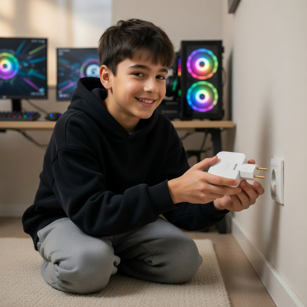 Rotating Multi Plug Socket Adapter – 3 In 1 180° Wireless EU Converter Electrical Extension Power Outlet Solution.