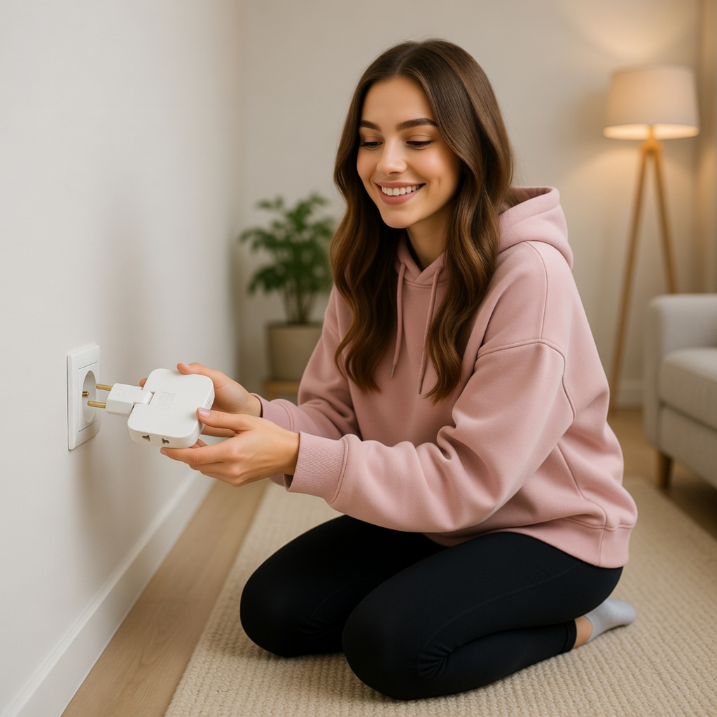 Rotating Multi Plug Socket Adapter – 3 In 1 180° Wireless EU Converter Electrical Extension Power Outlet Solution.