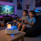 Bluetooth Music Box Portable Speaker – High Quality Sound Effects Wireless Mini Bluetooth Speaker with Ambient Light Strip and Soft Dimming Glow