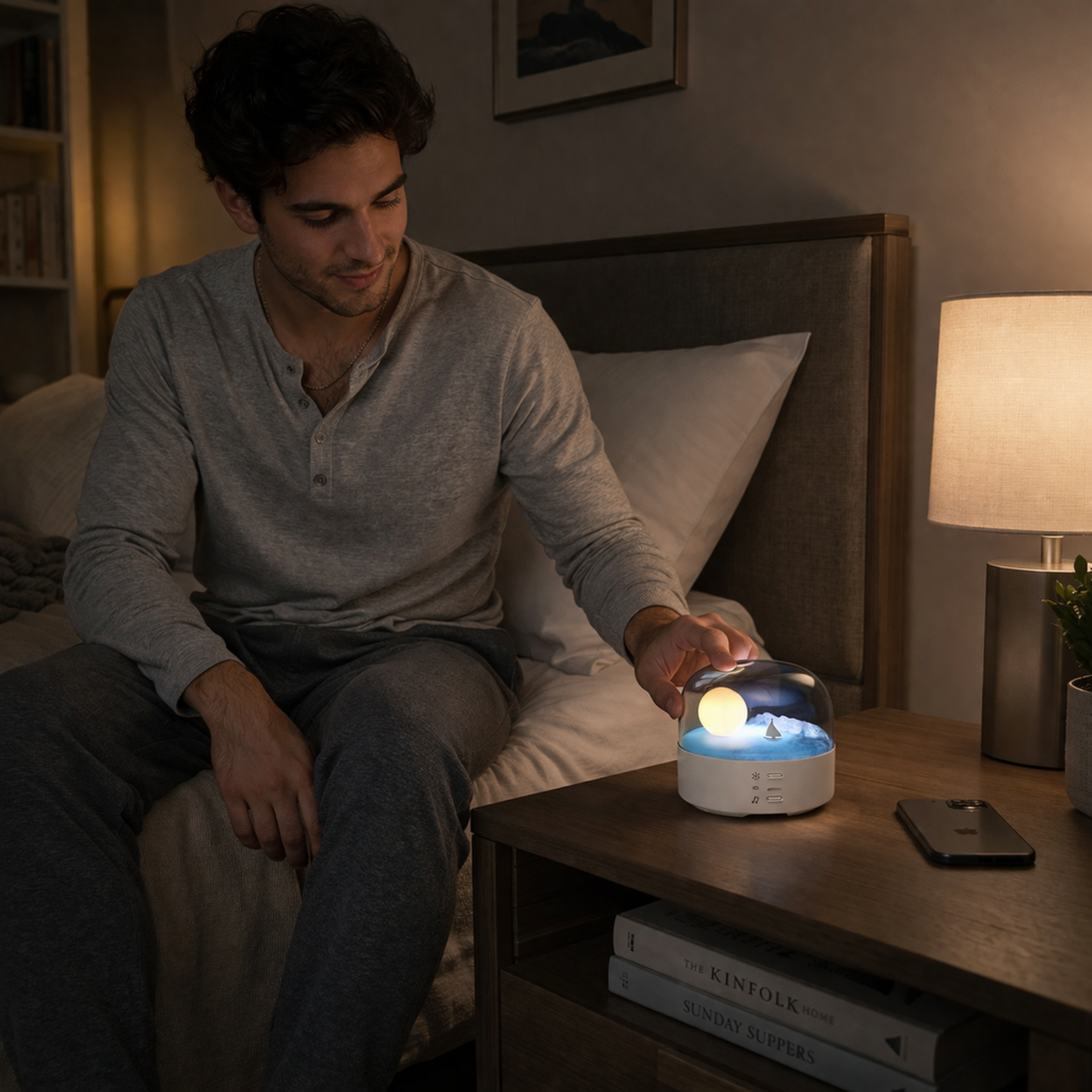Bluetooth Music Box Portable Speaker – High Quality Sound Effects Wireless Mini Bluetooth Speaker with Ambient Light Strip and Soft Dimming Glow