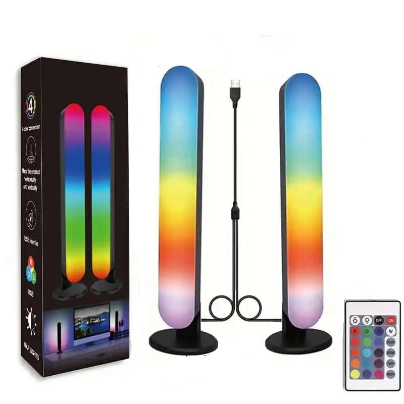RGB Music Rhythm Light Bar - USB Rechargeable Audio Pickup Lamp for Desktop Gaming Decoration and Modern Ambient Lighting