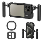 Phone Cage Video Rig with Dual Handles – Pro Stabilizer for iPhone 15 Pro/Max Filmmaking & Vlogging