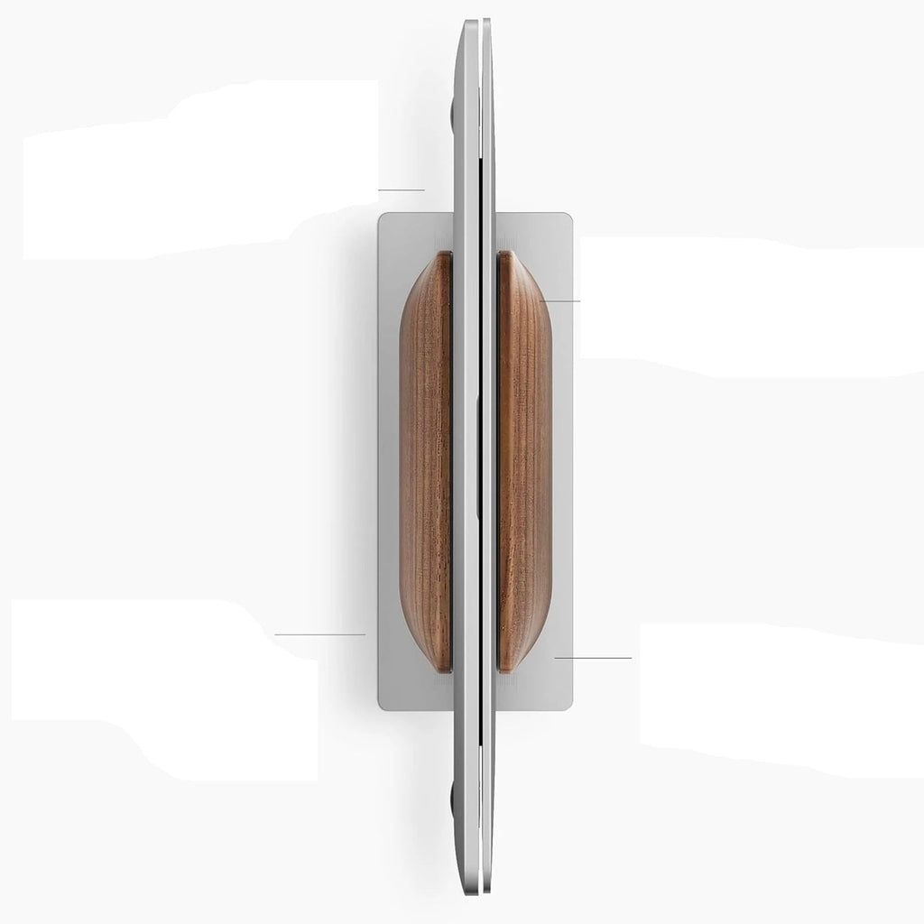 Vertical Laptop Stand – Premium Aluminum & Black Walnut Holder for MacBook, Dell, HP, Samsung & Surface, Elegant Desk Organizer