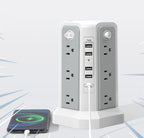 Upgraded Surge Protector Tower – 12 AC Outlets & 5 USB Ports with 10.2ft Cord, Must-Have Charging Station for Home, Office, Travel