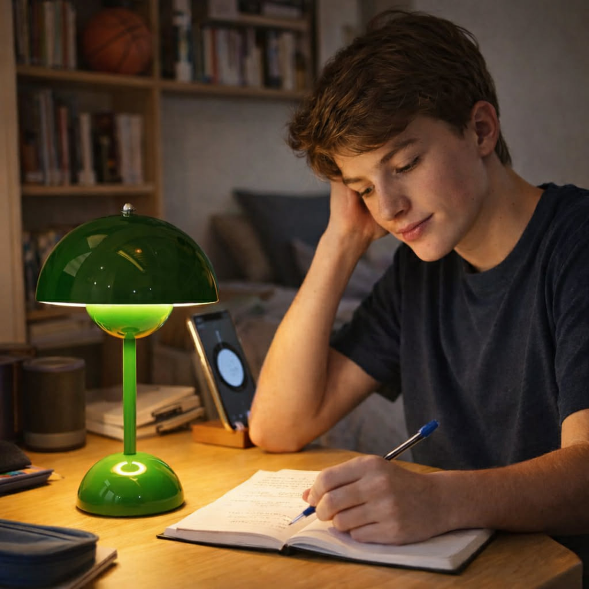 Creative Bedroom Minimalist Mushroom Shaped LED Table Lamp – Bedside Study Office Desk Light with Modern Flower Bud Design for Kids Room Decor
