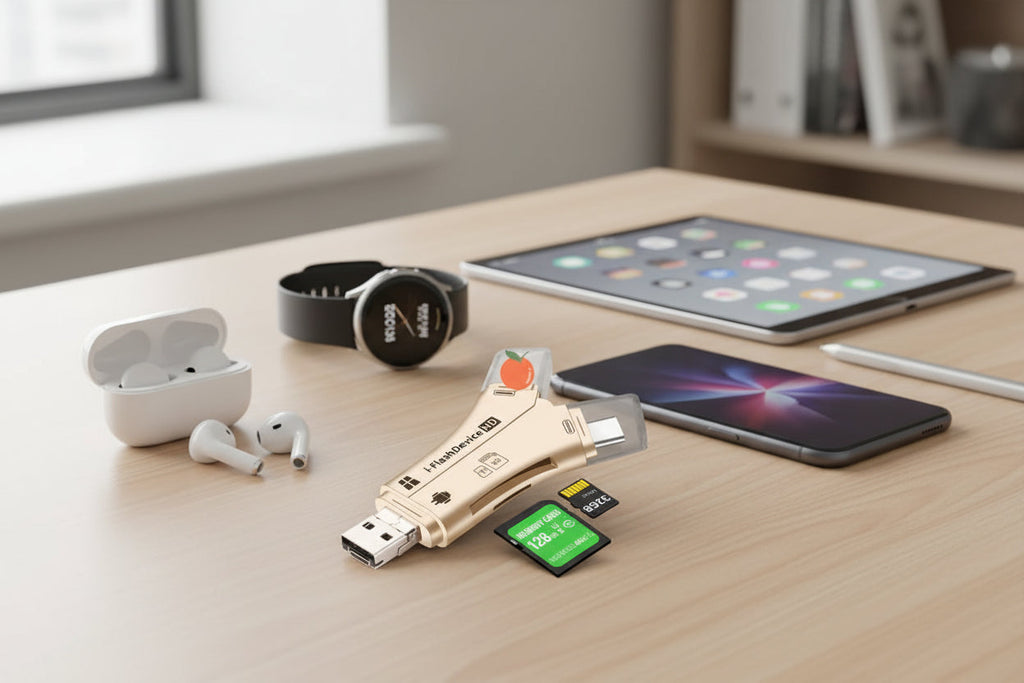 USB Multi Interface Card Reader Adapter – 4-in-1 SD TF Card Reader for Android, iPhone, and iPad Fast Data Transfer