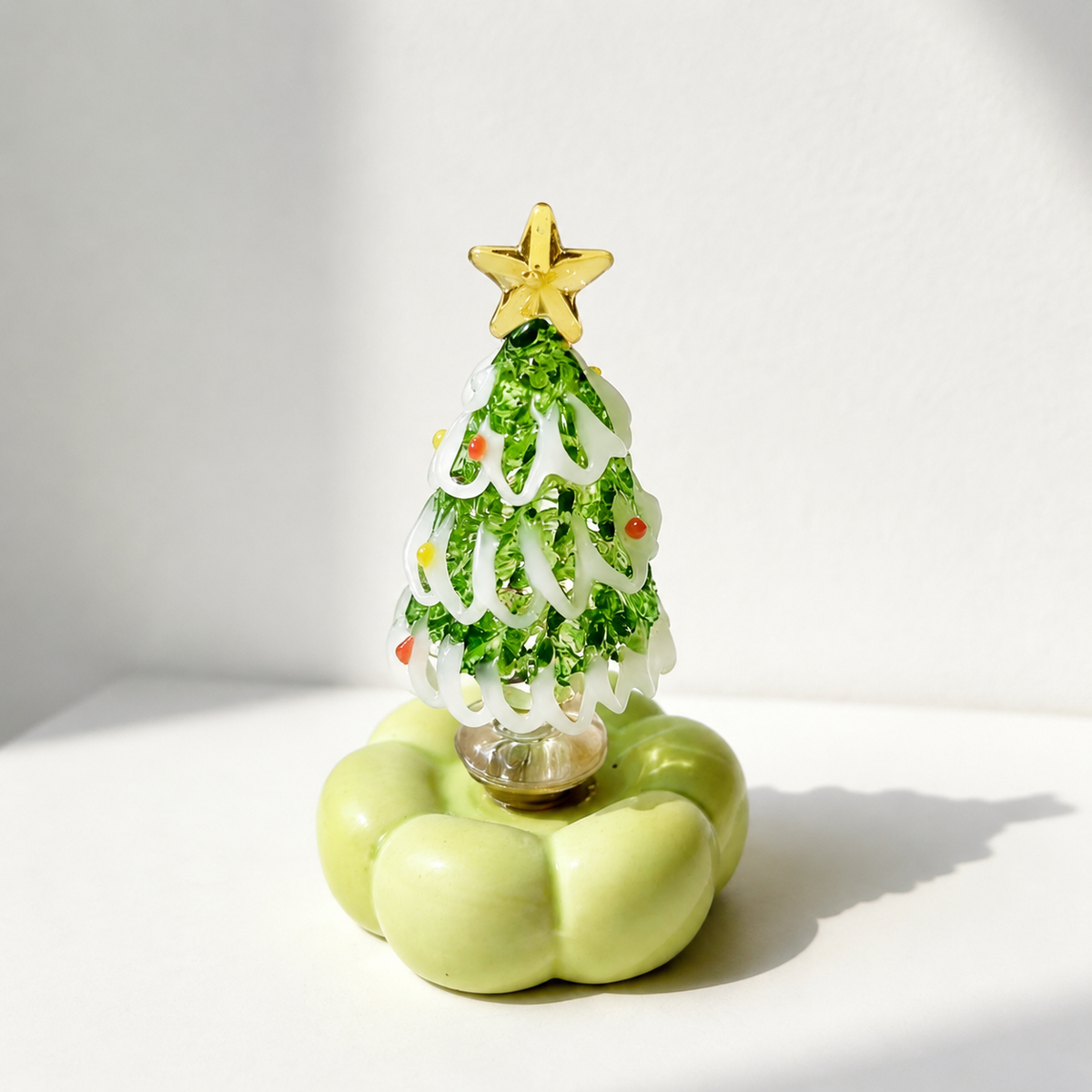 Handmade Jingdezhen Glazed Christmas Tree Decoration with Rotating Design