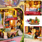 DIY Miniature Market House Kit with Furniture & LED Light