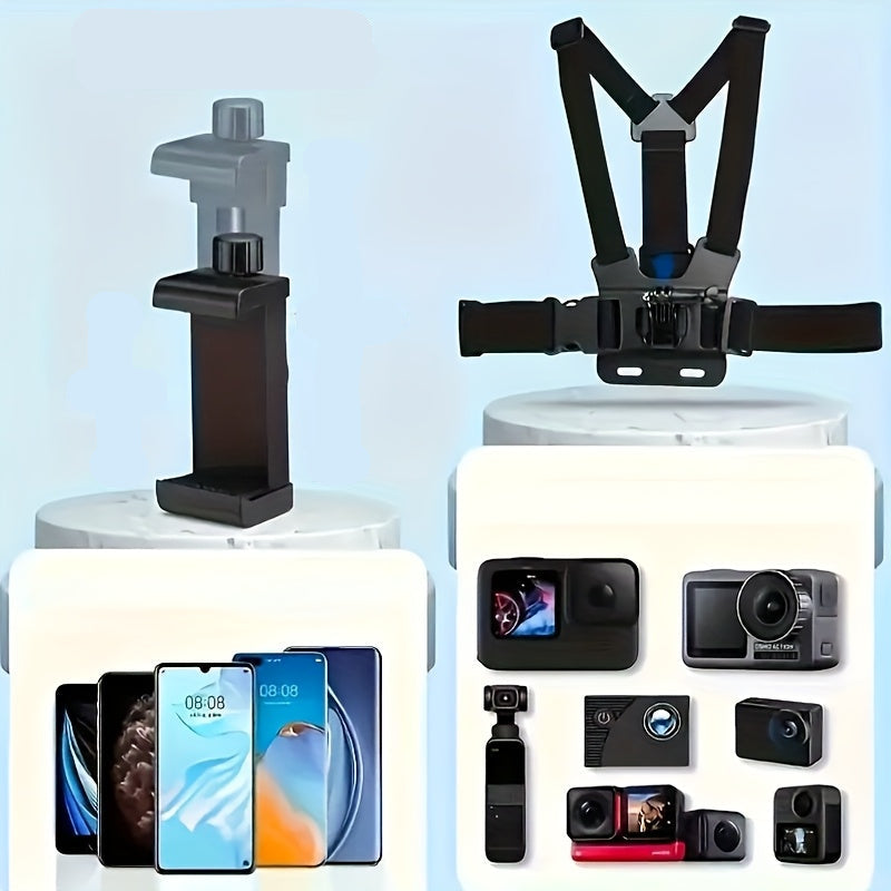 Ultimate Action Camera Accessory Kit – 6pcs Waterproof Mount Set with Adjustable Phone Clip for GoPro, DJI Osmo, Sports Cameras, Vlogging and Adventure Filming
