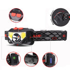 USB Rechargeable LED Headlamp – Bright Sensor-Activated Head Torch for Fishing, Hiking, Emergency Search, or Camping Adventure Use