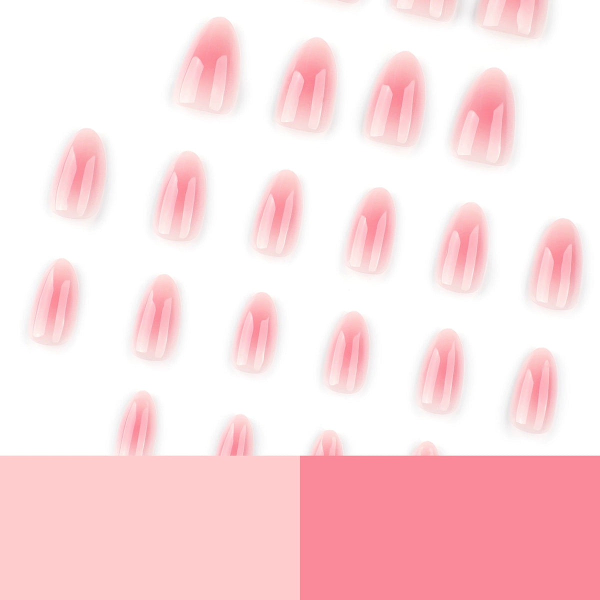 Blush Pink Aura Jelly Medium Almond Press-On Nails, 24 Pcs + Glue
