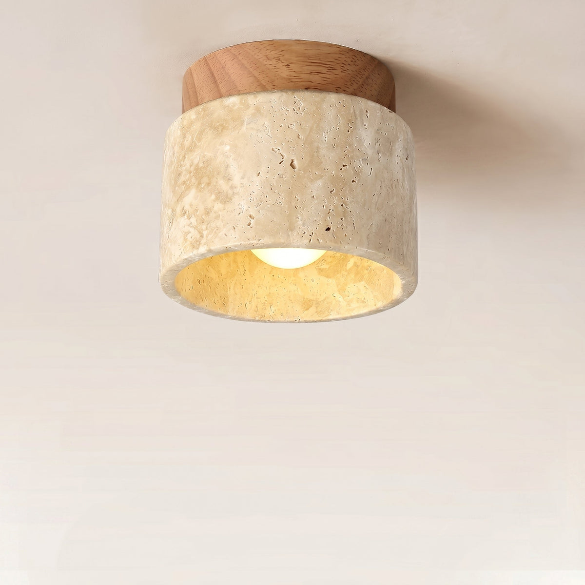 Monolith Stone Wood Surface-Mounted Ceiling Light